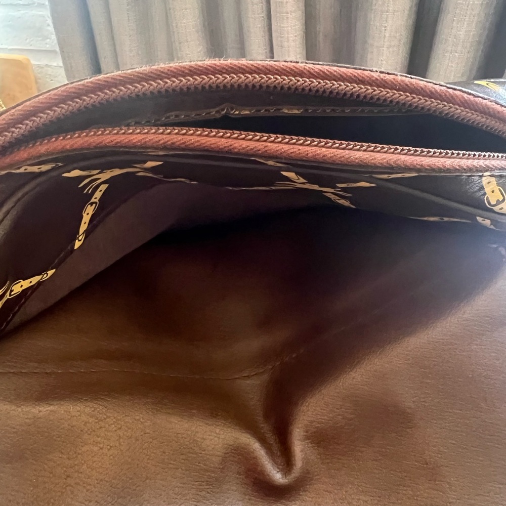 Longchamp Horse & Buckle Logo print Vintage Leather Crossbody. - Picture 14 of 16